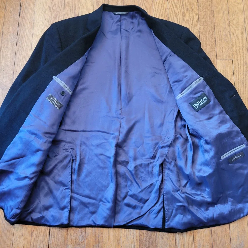 Jack Victor Cashmere‎ Black Blazer 44R Sport Coat Canada Preppy Luxury Academia